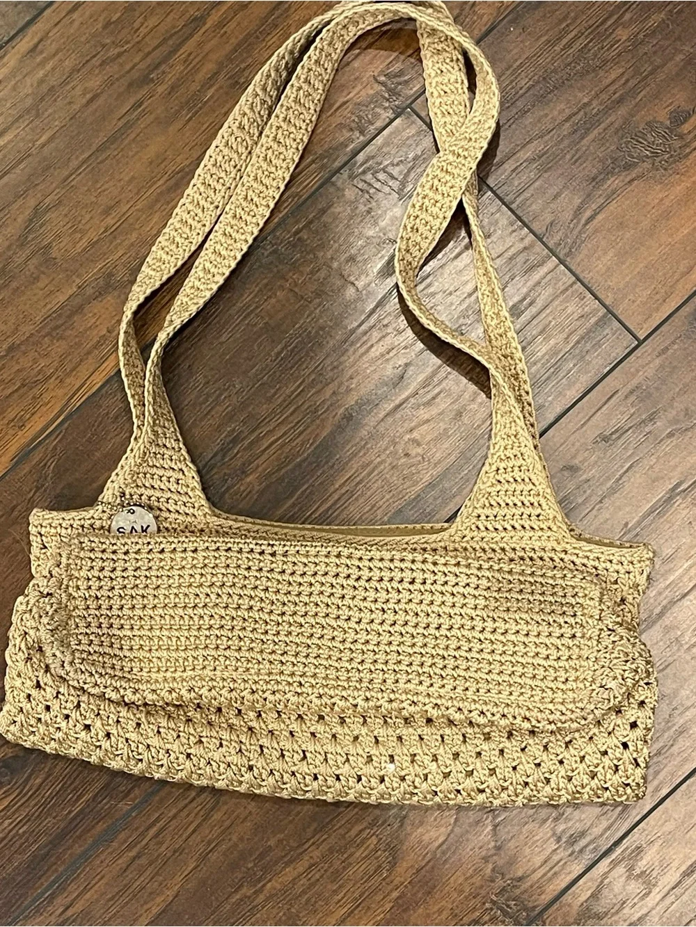 The Sak Natural Crochet Shoulder Bag in Beige